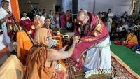 Shree Rajendra Ji Harsha, Pradhan Yajaman receiving blessings from H.H. Swamiji